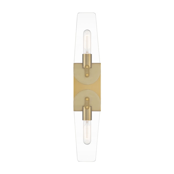 Designers Fountain Bergen Beach 4.5in 2-Light Brushed Gold Glam Indoor Wall Sconce with Clear Glass Shades D256M-2WS-BG - main
